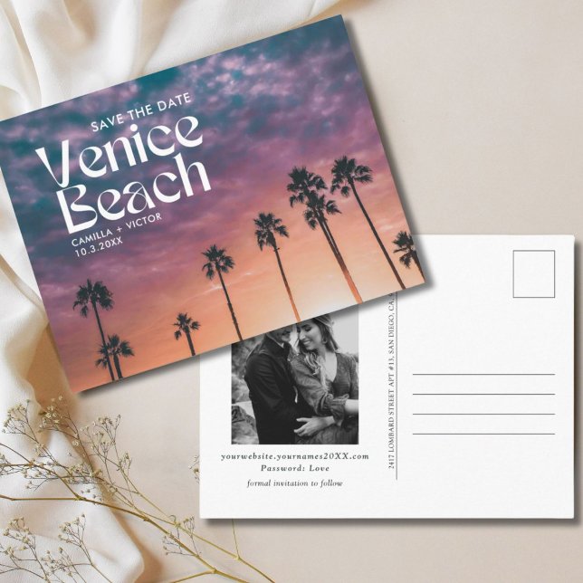 Venice Beach Wedding Save the Date Postcard (Venice Beach Wedding Save the Date Postcard)