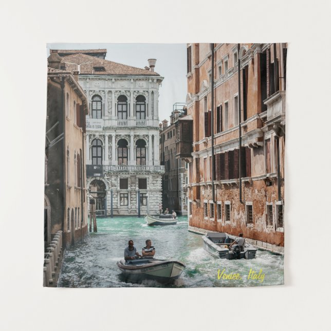 Venice Boat Canal  Tapestry (Front)