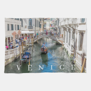 Venice canal and bridge view tea towel