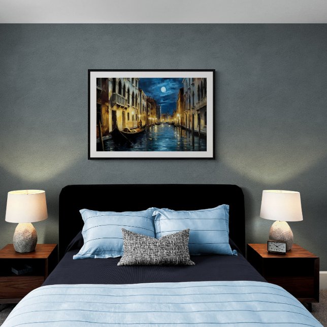 Venice canal at night, oil painting | Ai Poster (Creator Uploaded)