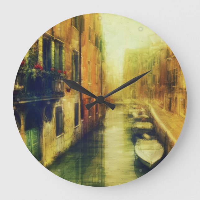 Venice Canal Balcony Painting Large Clock (Front)