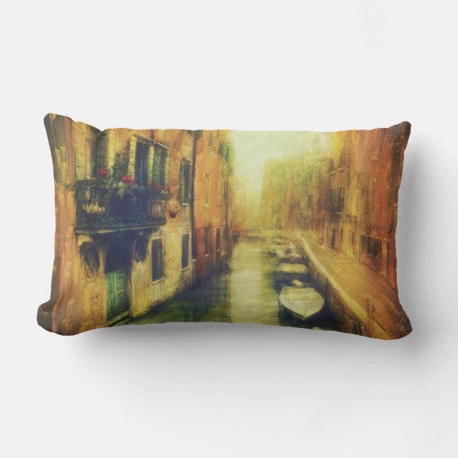 Venice Canal Balcony Painting Lumbar Cushion (Front)