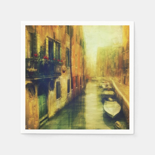 Venice Canal Balcony Painting Napkin (Front)