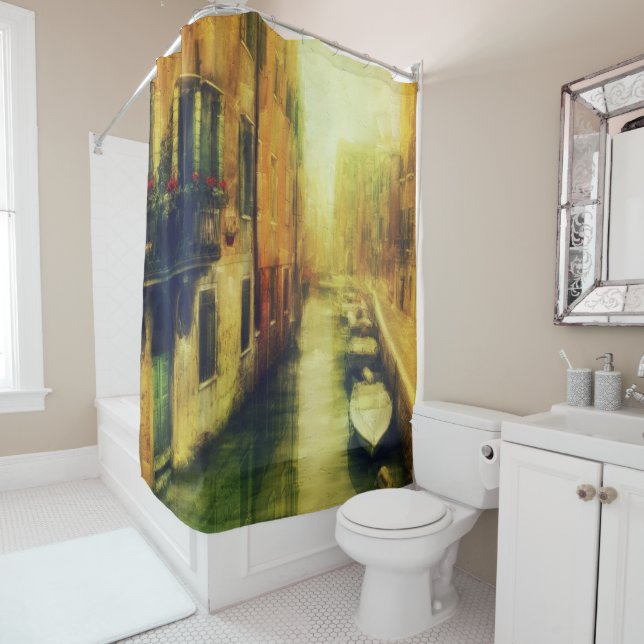Venice Canal Balcony Painting Shower Curtain (In Situ)