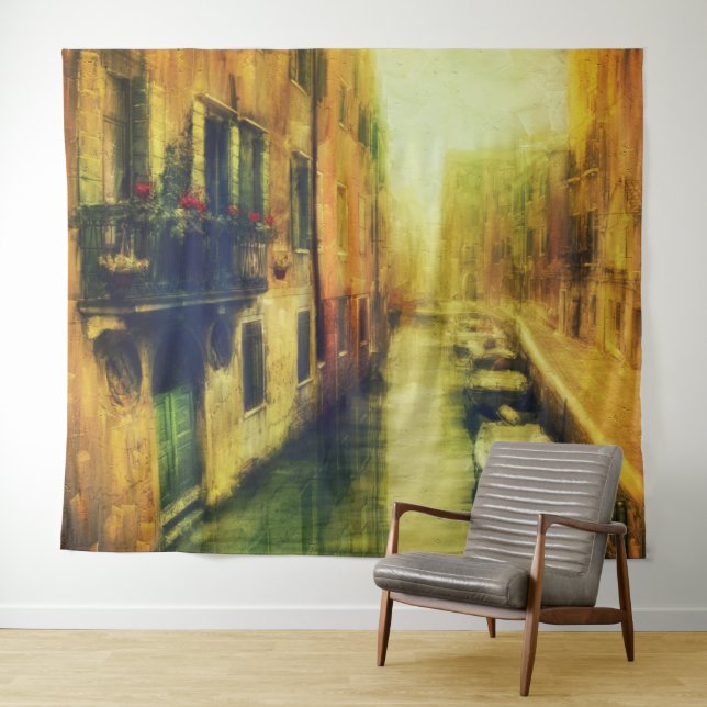 Venice Canal Balcony Painting Tapestry (In Situ (Horizontal))