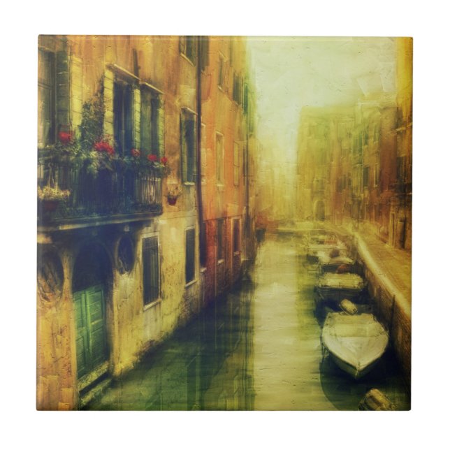 Venice Canal Balcony Painting Tile (Front)