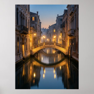 Venice Canal Bridge at Dusk Poster