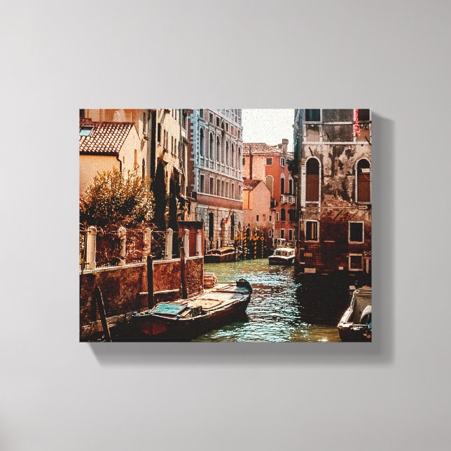 Venice Canal Gondolas in Italy Photograph Canvas Print (Front)
