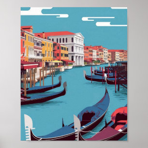 Venice Canal poster – Minimalist Flat Vector Scene