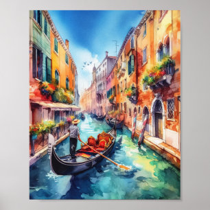 Venice Canals Italy Watercolor Art Print