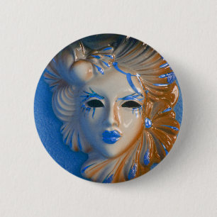 Venice Carnival Mask 6 Cm Round Badge