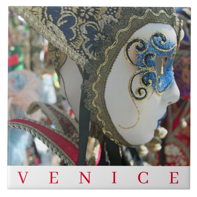 Venice Carnival mask ceramic tile (Front)