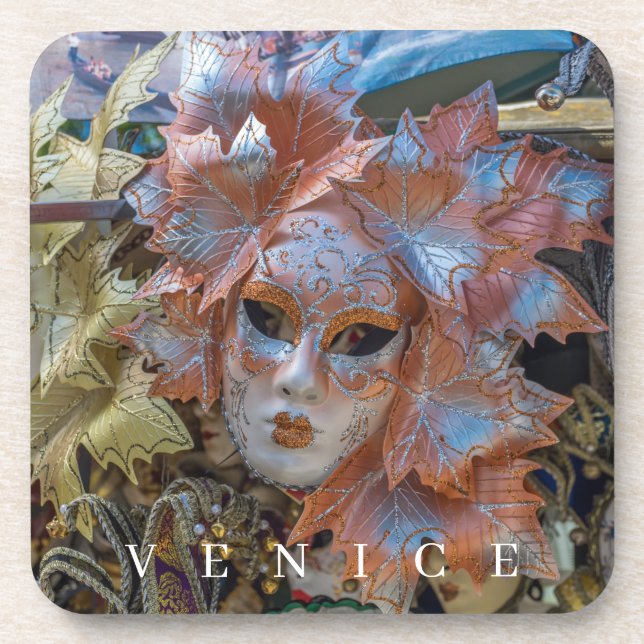 Venice Carnival mask on display coasters (Front)
