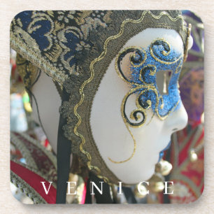 Venice carnival mask up close coasters