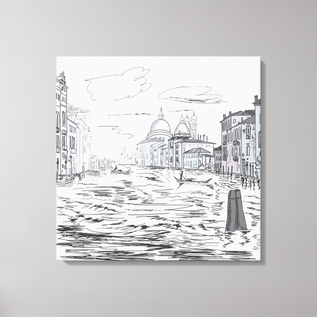 Venice City on the Water Ships Buildings Canvas Print (Front)