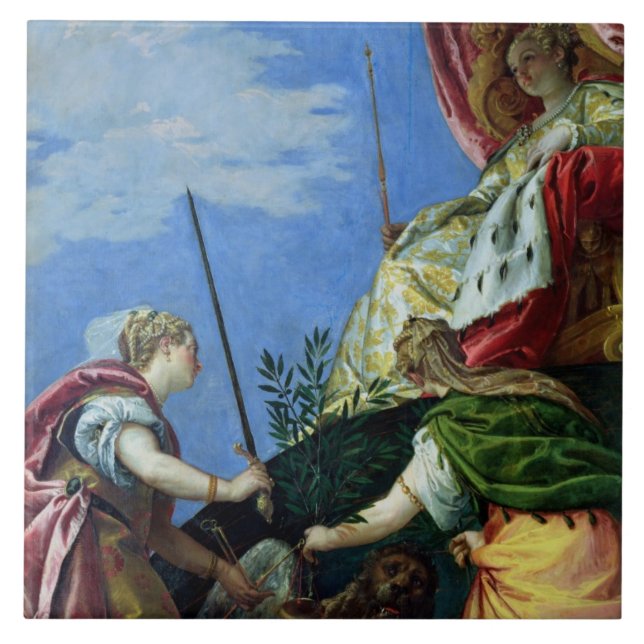 Venice enthroned between Justice and Peace Tile (Front)