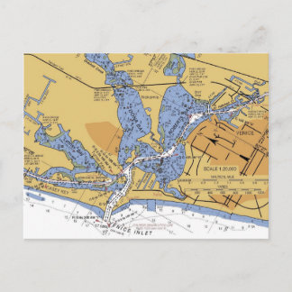 Venice, Florida nautical Harbour chart Postcard