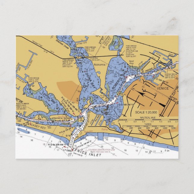 Venice, Florida nautical Harbour chart Postcard (Front)
