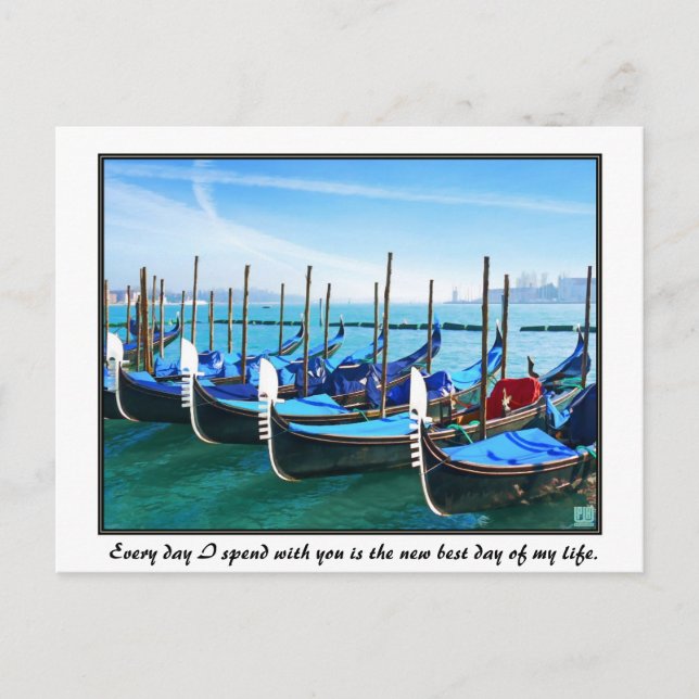 Venice Gandola with Love Quote Postcard (Front)
