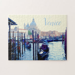 Venice gondola boat dock, Venezia Italy Jigsaw Puzzle