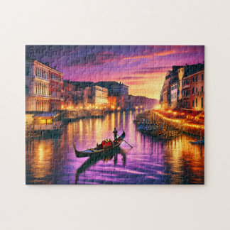 Venice Gondola Grand Canal Romantic Italy Night Jigsaw Puzzle