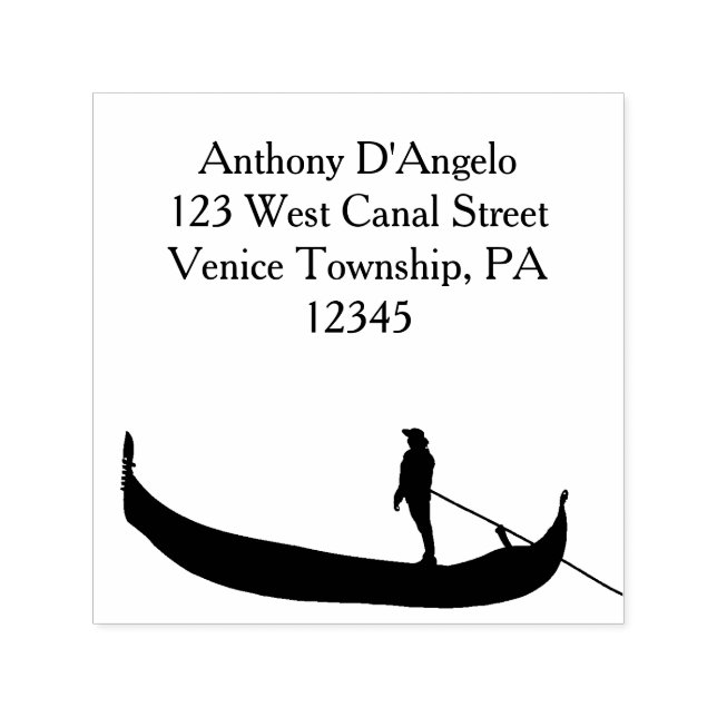 Venice Gondola Silhouette Return Address Self-inking Stamp (Design)