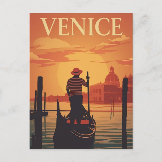 Venice Gondola Sunset Postcard (Front)