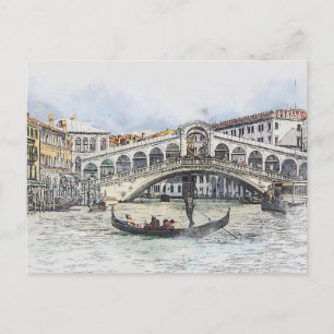 Venice Gondola with Bridge Postcard