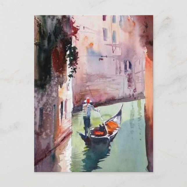 Venice, gondolier, gondola, Venetian style Canvas  Postcard (Front)
