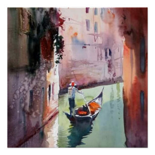 Venice, gondolier, gondola, Venetian style Canvas Poster