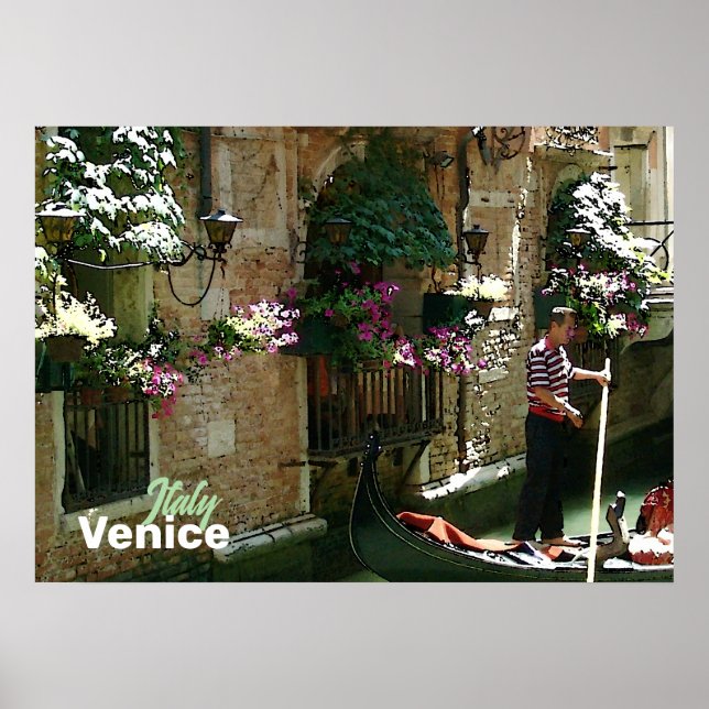Venice Gondolier Travel Poster (Front)