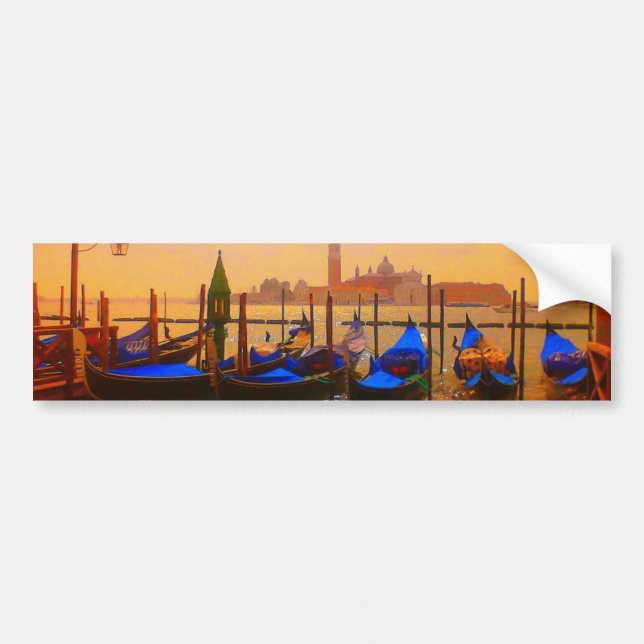Venice Grand Canal & Gondolas Italy Travel Artwork Bumper Sticker (Front)