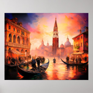 Venice Grand Canal, Gondolas & San Marco Poster