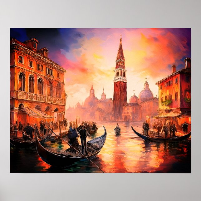 Venice Grand Canal, Gondolas & San Marco | Poster (Front)