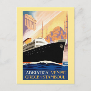 Venice Greece Istanbul shipping line retro vintage Postcard