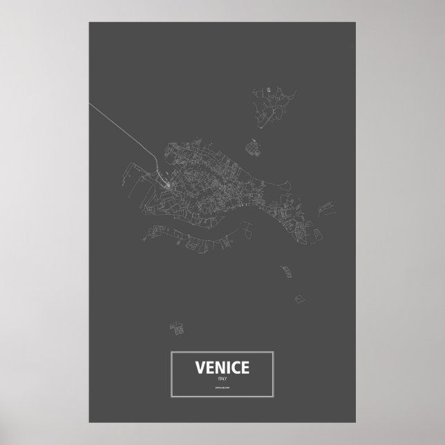 Venice (Island), Italy (white on black) Poster (Front)