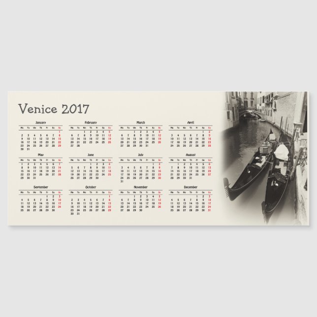 Venice, Italy 2017 calendar (Front)