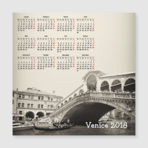 Venice, Italy 2018 calendar magnetic card