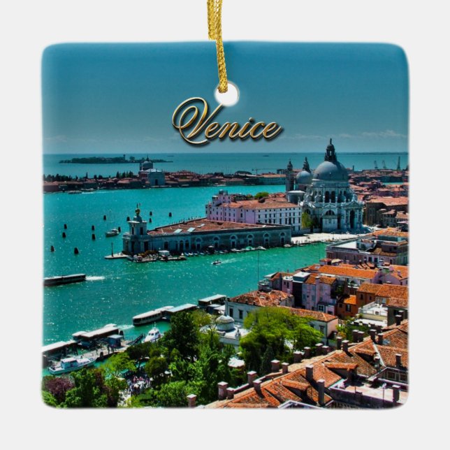 Venice, Italy - Aerial View Ceramic Tree Decoration (Front)