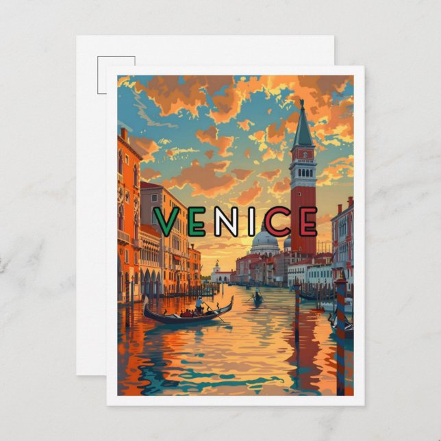 Venice Italy Art Vintage Travel Postcard (Front/Back)