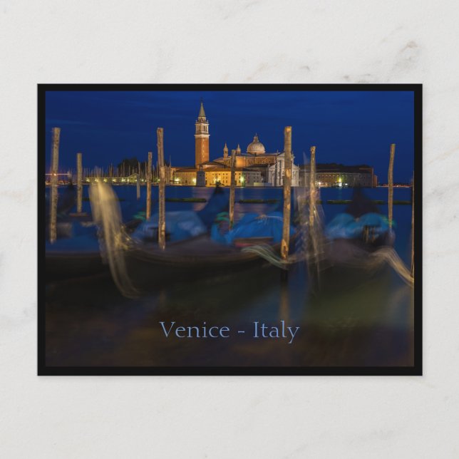 Venice, Italy by night postcard (Front)