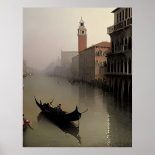 Venice Italy Canal and Gondola Painting Poster