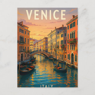 Venice Italy Canal Bridges Italian Waterfront Postcard