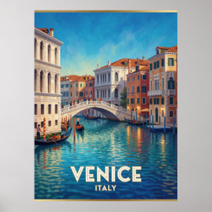 Venice Italy Canal Travel Illustration 🌊 Poster