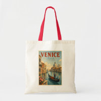Venice Italy Canals Illustration Travel Art Retro