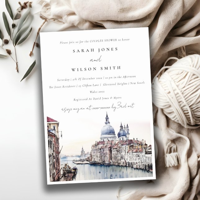 Venice Italy Canals Watercolor Couples Shower Invitation (Creator Uploaded)