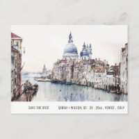 Venice Italy Canals Watercolor Save The Date