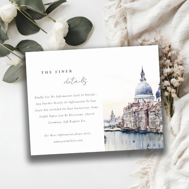 Venice Italy Canals Watercolor Wedding Details Enclosure Card (Creator Uploaded)