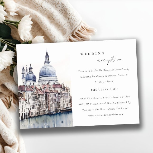 Venice Italy Canals Watercolor Wedding Reception Enclosure Card (Creator Uploaded)