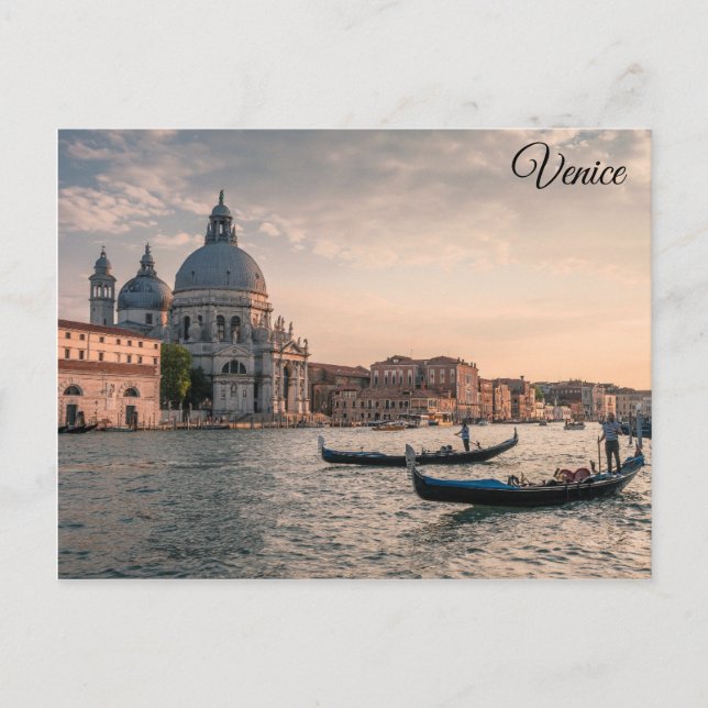 Venice Italy Church Gondola Travel Photo Postcard (Front)